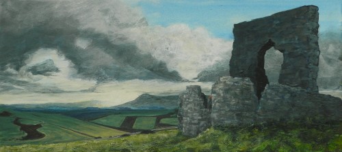 The hill fort of Dunnideer. A place to sit and read and watch the train passing far below.